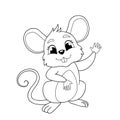 Cute cartoon mouse. Black and white vector illustration for coloring book Royalty Free Stock Photo